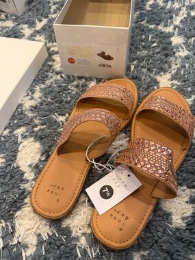 a new day Rose Gold Jeweled Double-Band Slide Sandals